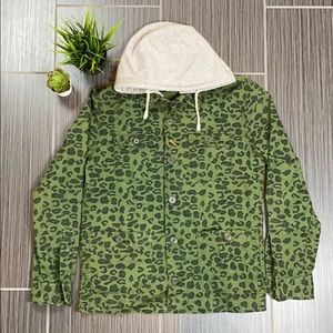All-Son Army Green Leopard Jacket